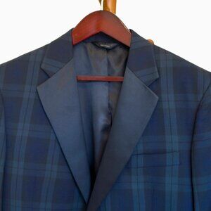 Jos. A. Bank Men's 100% Wool Green/Navy/Black Plaid Dinner Jacket 44R